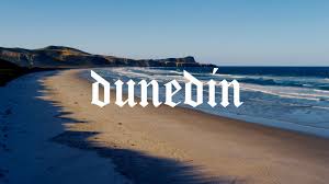 Dunedin logo on beach